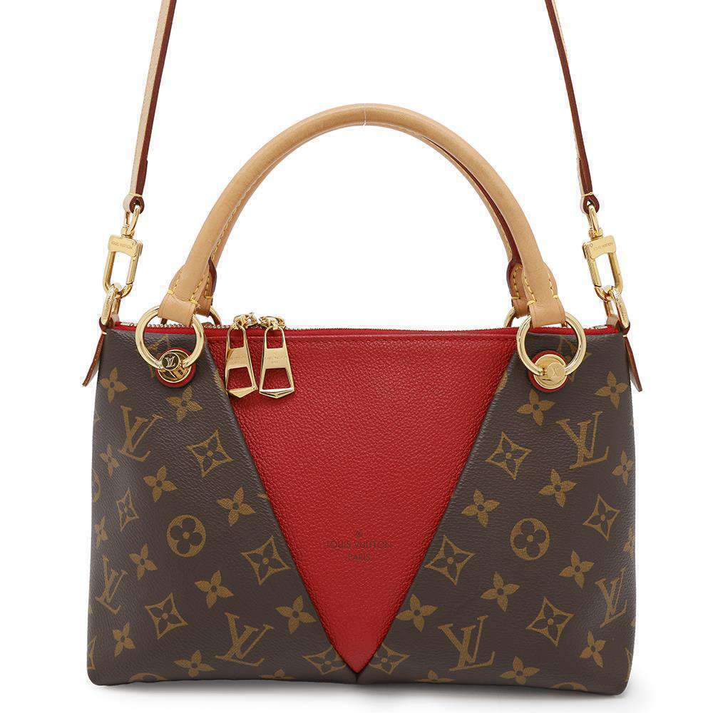 Louis Vuitton Monogram V Tote Handbag Red Bag